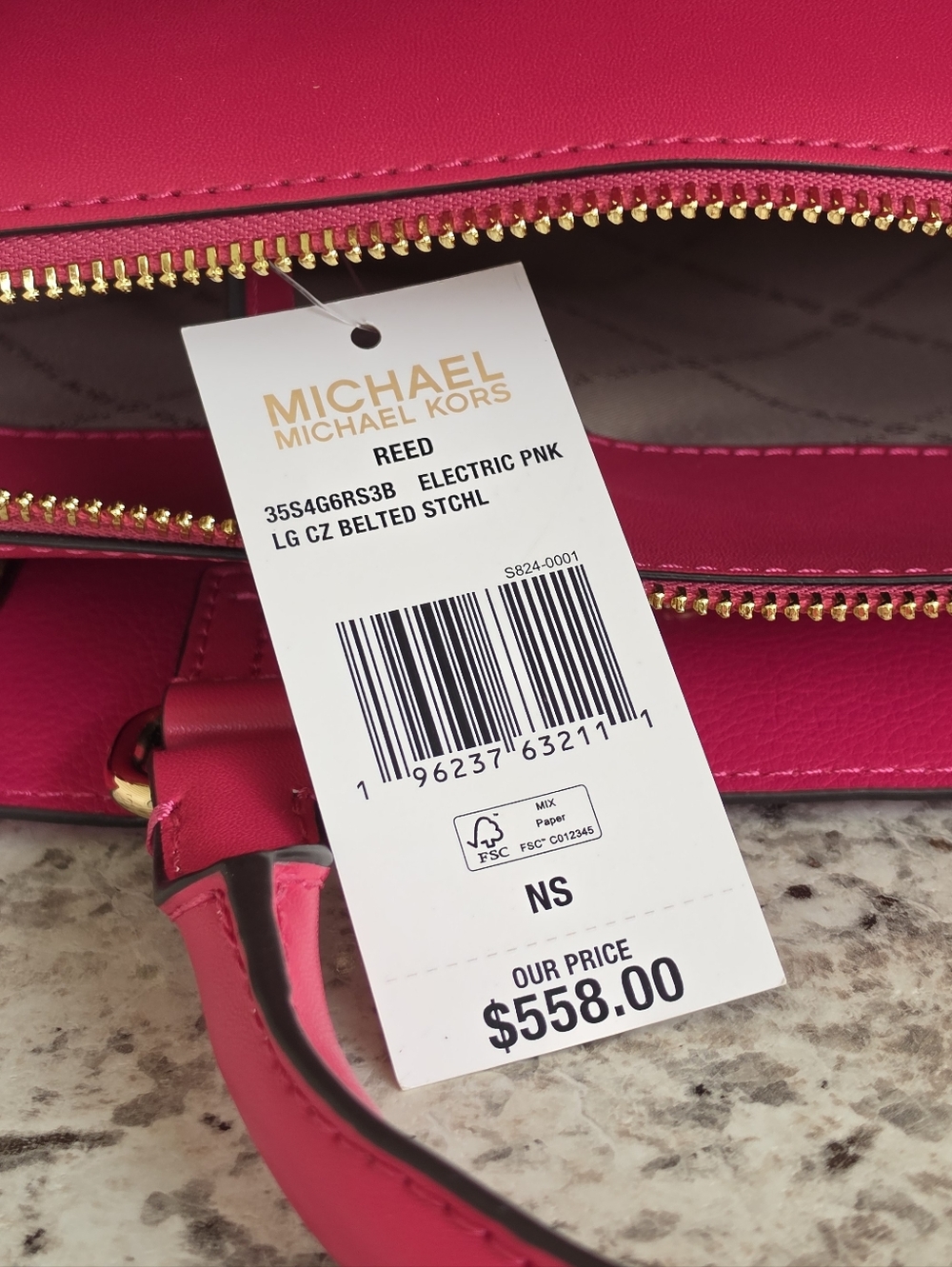 Michael Kors Reed Logo Large Pink Satchel - Picture 7 of 9